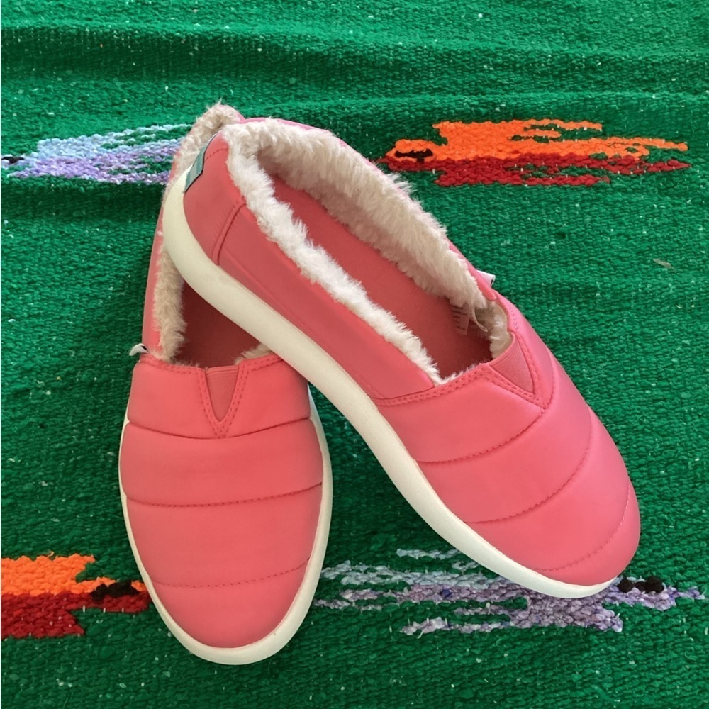 TOMS Alpargata Mallow Pink Ortholite Sneakers Faux Fur Lined Shoes Slippers 8W